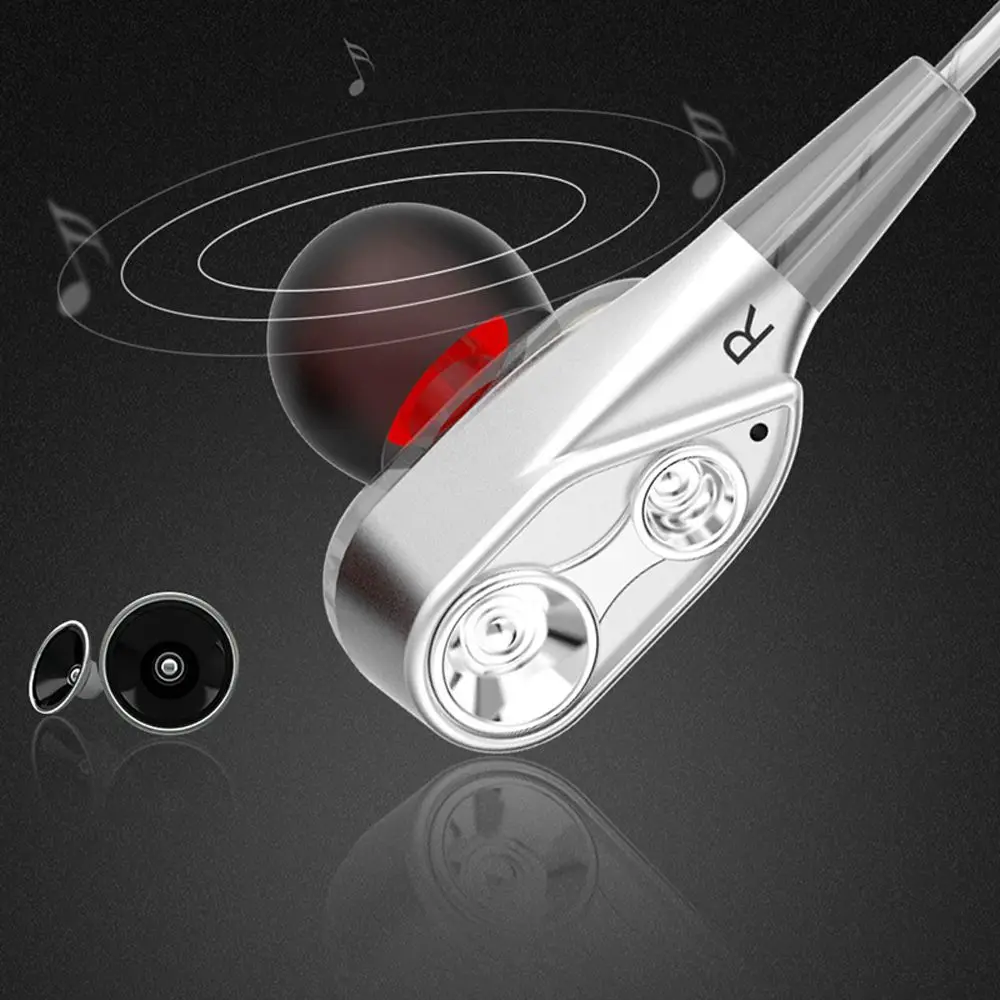 1 шт. Handsfree Dual Driver микрофон двойной блок стерео Бас Наушники для бега гарнитура