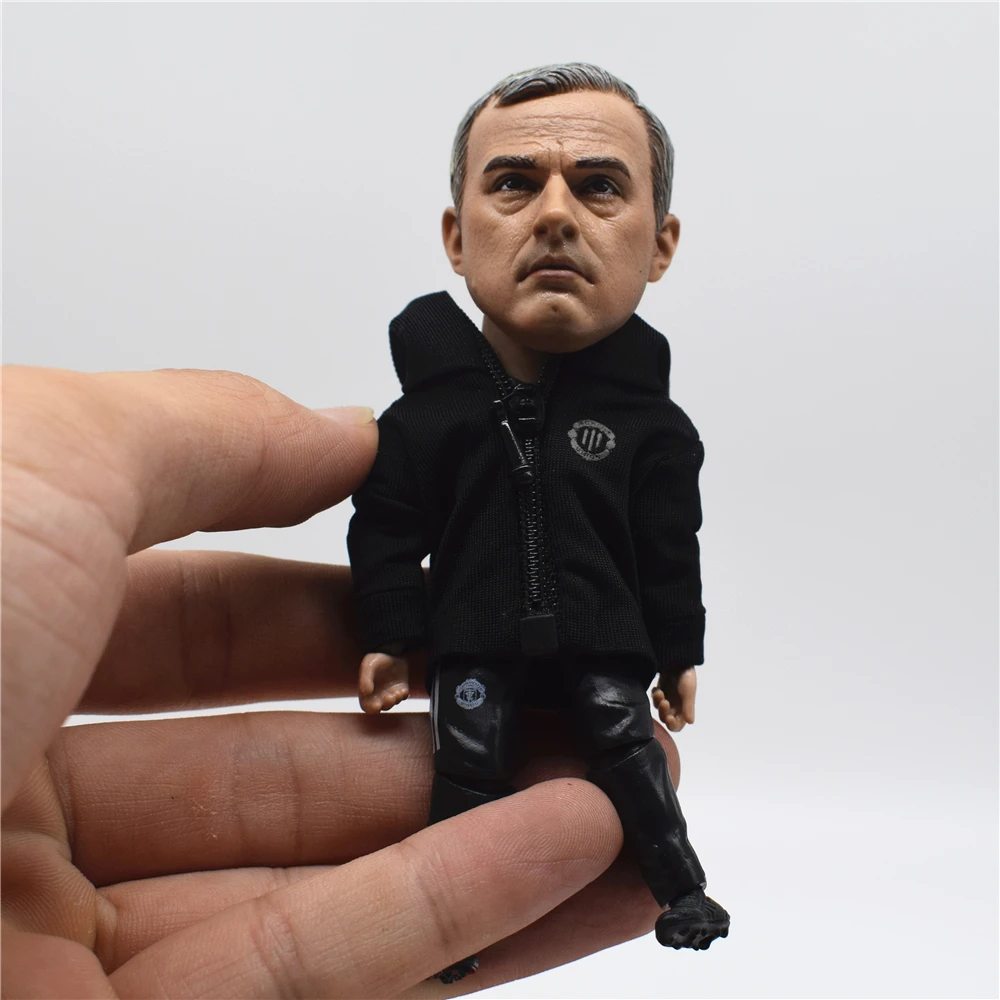 

Soccerwe DIY Soccer Player Coach Figure Mourinho Puppets Black Coat Figure for Gift Collection