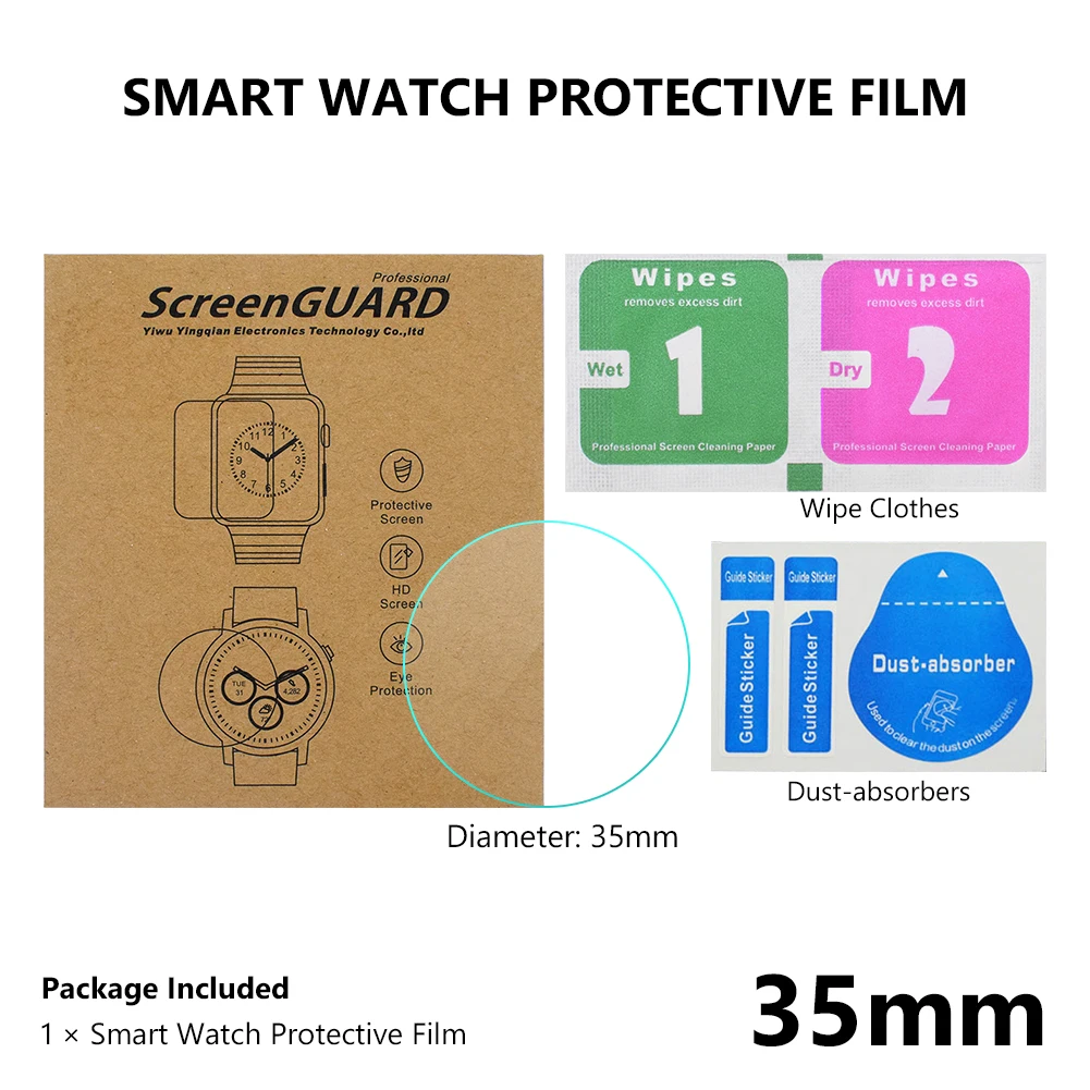 Smart Watch Tempered Glass Screen Protector 23-46mm For iWatch Screen ProtectorTempered Glass screen protector Cover Protection - Цвет: 35mm