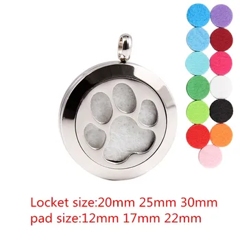 

10PCS Aromatherapy/Stainless Steel Screw Essential Oils Diffuser Locket Round Silver Dog Paw Print Floating Locket Pendant