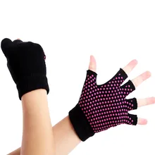 Женские перчатки для йоги, Нескользящие силиконовые гелевые перчатки для пилатеса, дышащие, без пальцев, для тренировки, езды на велосипеде, перчатки