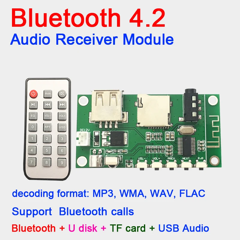 Беспроводной модуль аудиоприемника Bluetooth 4 2 MP3 WMA FLAC декодер USB звуковая карта TF