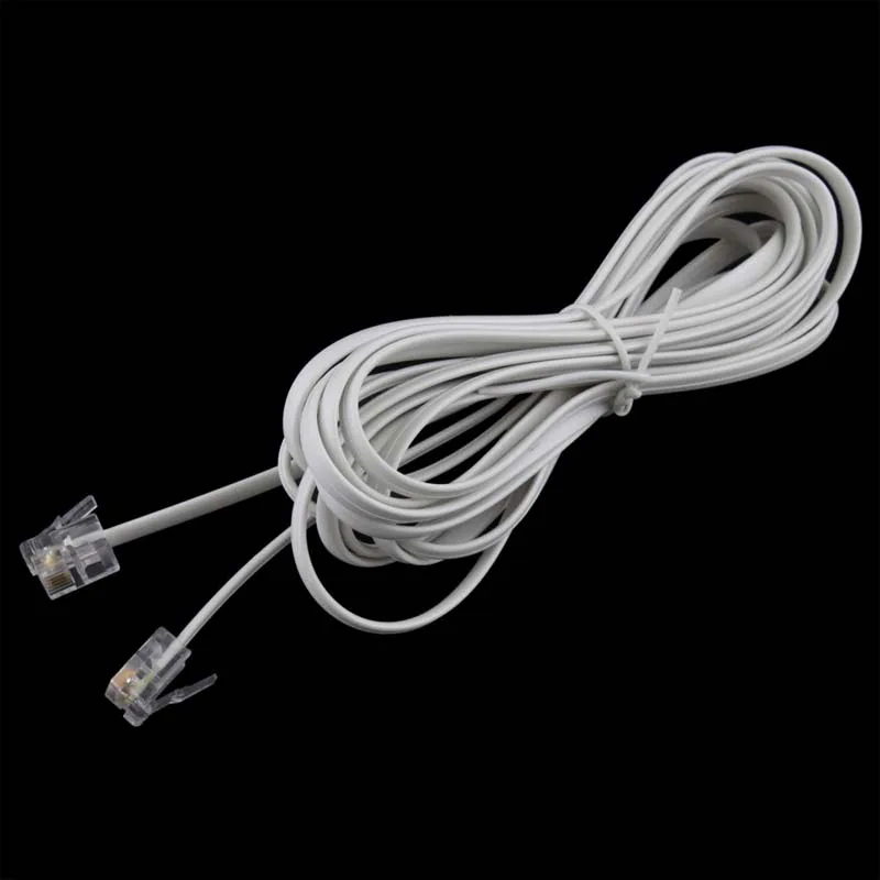 2PCS High Speed 10FT 3M RJ11 6P4C Telephone Phone ADSL Modem Line Cord Cable 4 Pin 22514in