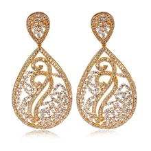 Большие висячие серьги для женщин кубический циркон серьги-кольца, модные ювелирные украшения для свадьбы высокого качества вечерние подарки