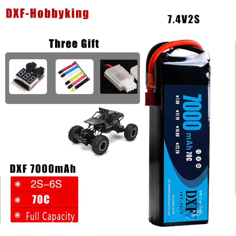 DXF литий полимерный аккумулятор 7 4 В 7000 мАч 70C MAX100C 2S 1/10 RC Car Lipo Bateria Multicopter Quadcopter Racing