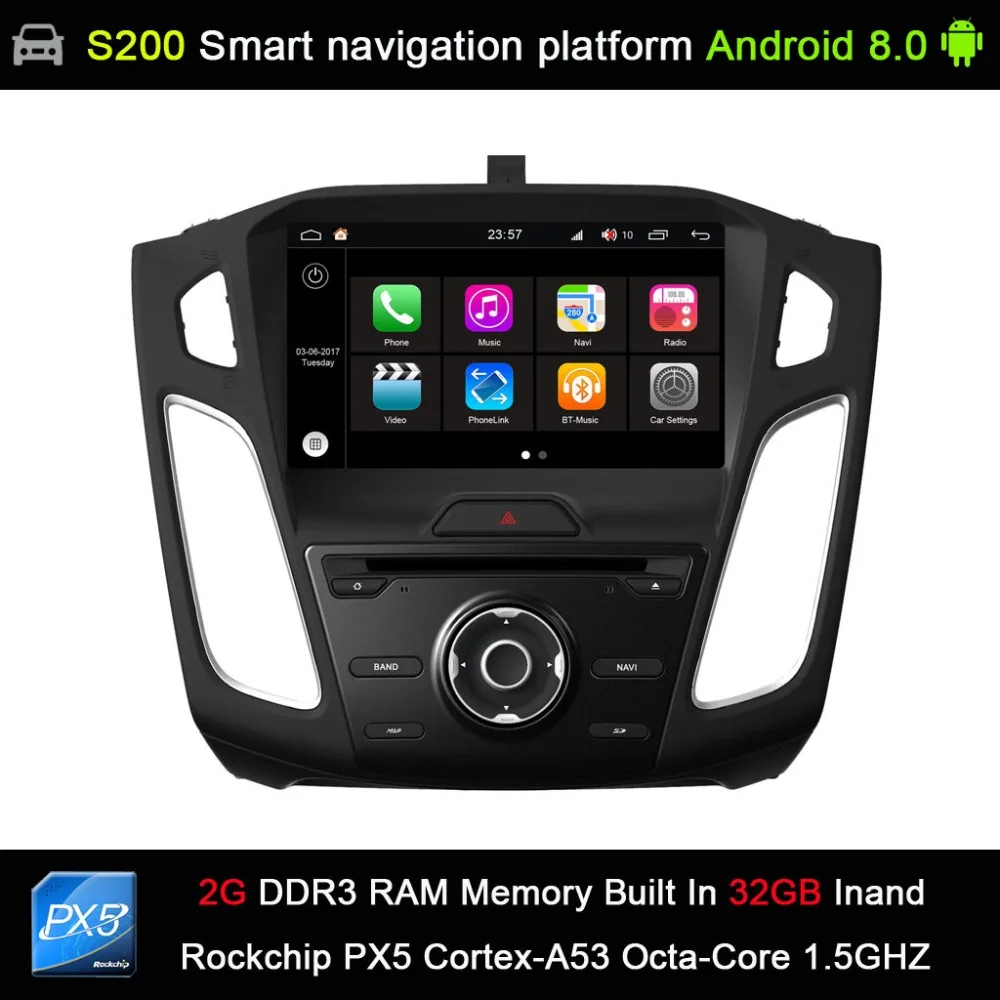 

auto Android 8.0 system PX5 Octa 8-Core CPU 2G Ram 32GB Rom Car DVD Radio GPS Navigation for Ford Focus 2015-2017
