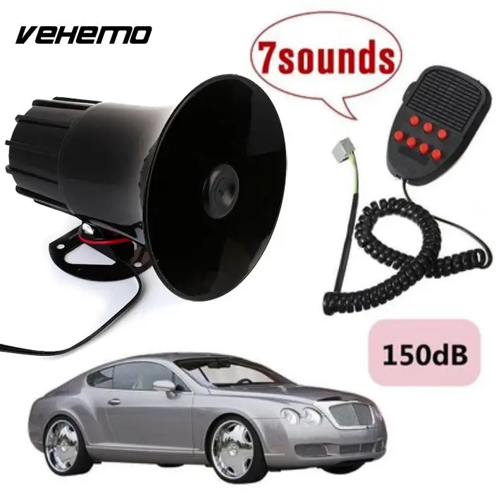 

Vehemo Durable Plastic Super Loud 100W 12V 7 Sounds Motorcycle Car Van Truck Speaker Loud Siren Horn 150db With MIC Automobile
