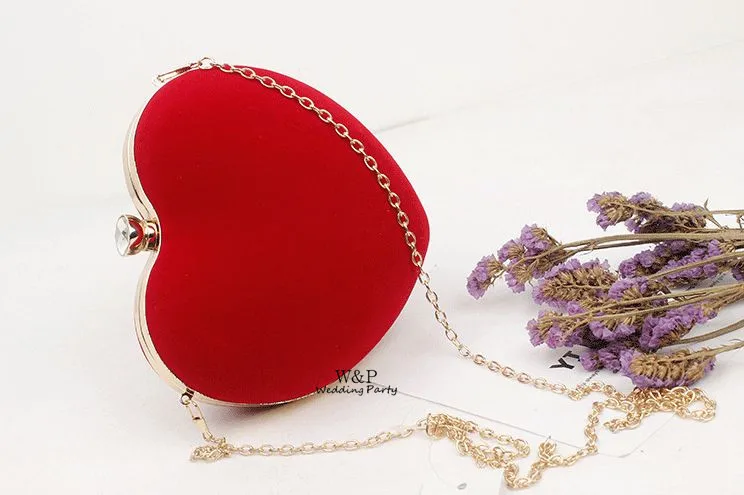 

Banquet bag clutch bridal bridesmaid Wedding Party Red Heart Handbag