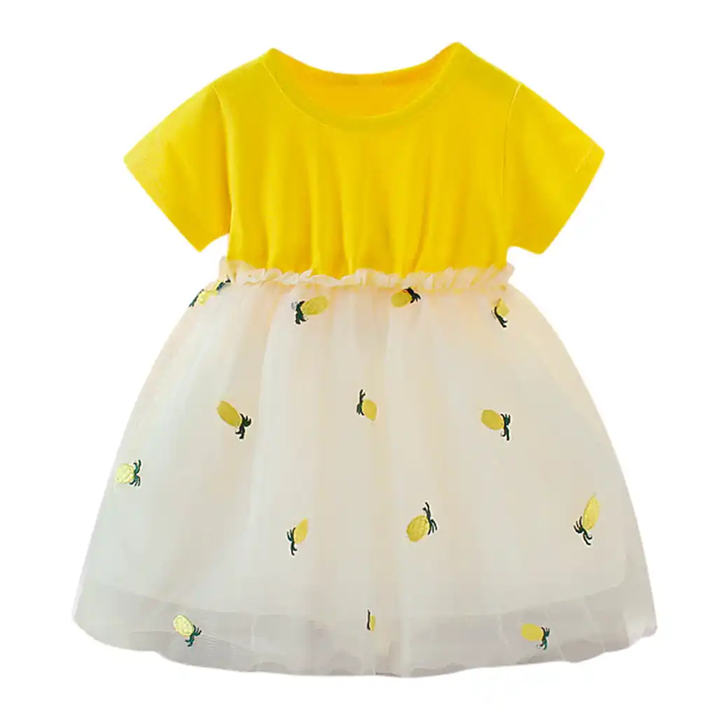 Summer Infant Kid Baby Girl Short Sleeve Pineapple Tutu Princess Leisure Dress L