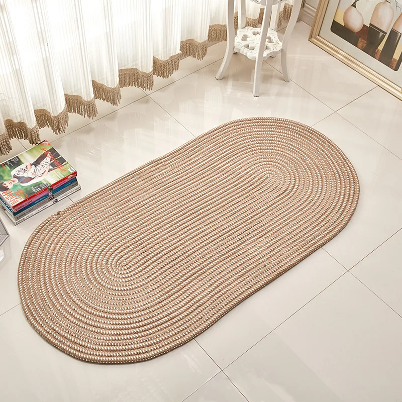 CUSTOM SIZE Round Brown Hand-knotted Rug Home Rugs Nordic Woven Floor Mats Geometric Designed Living Room Tatami Straw Carpet
