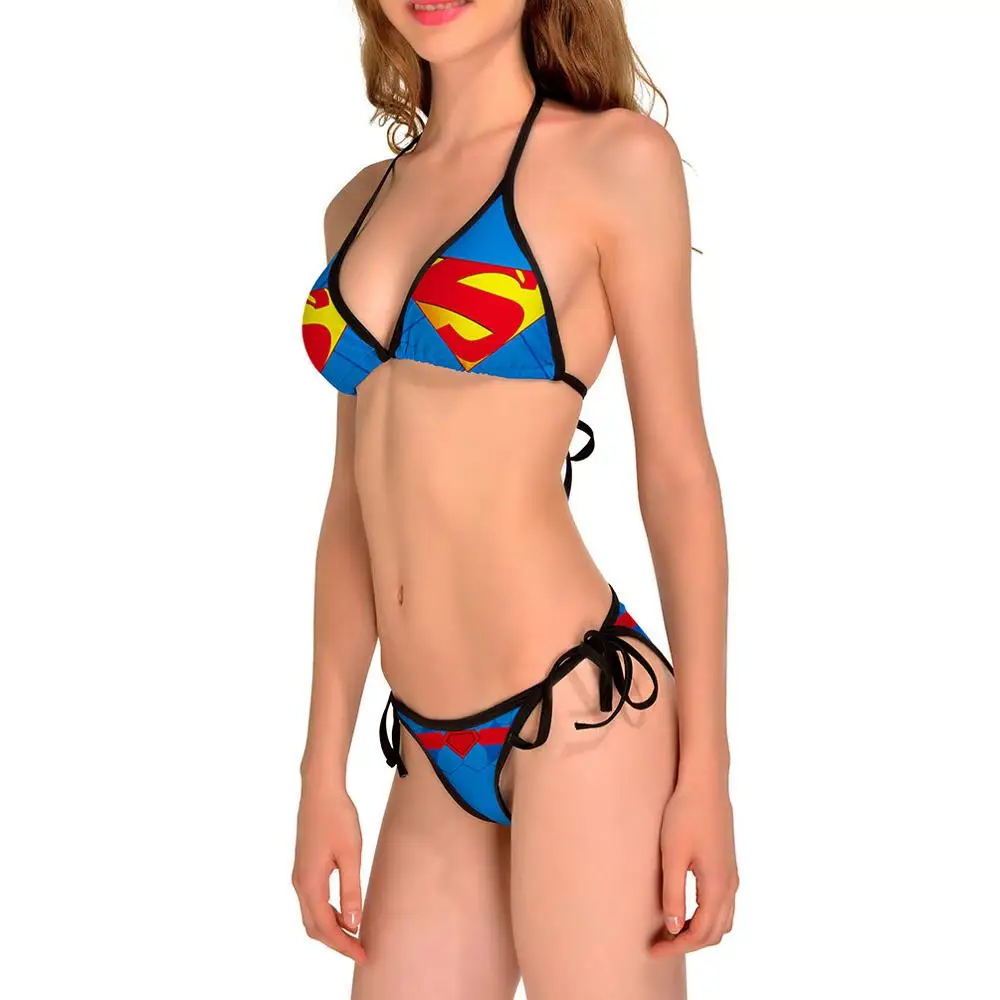 Новинка 0192, сексуальный летний комплект бикини с 3D принтами Мстителей, чудо-женщины, стринги, купальник, женский купальник - Цвет: 0191