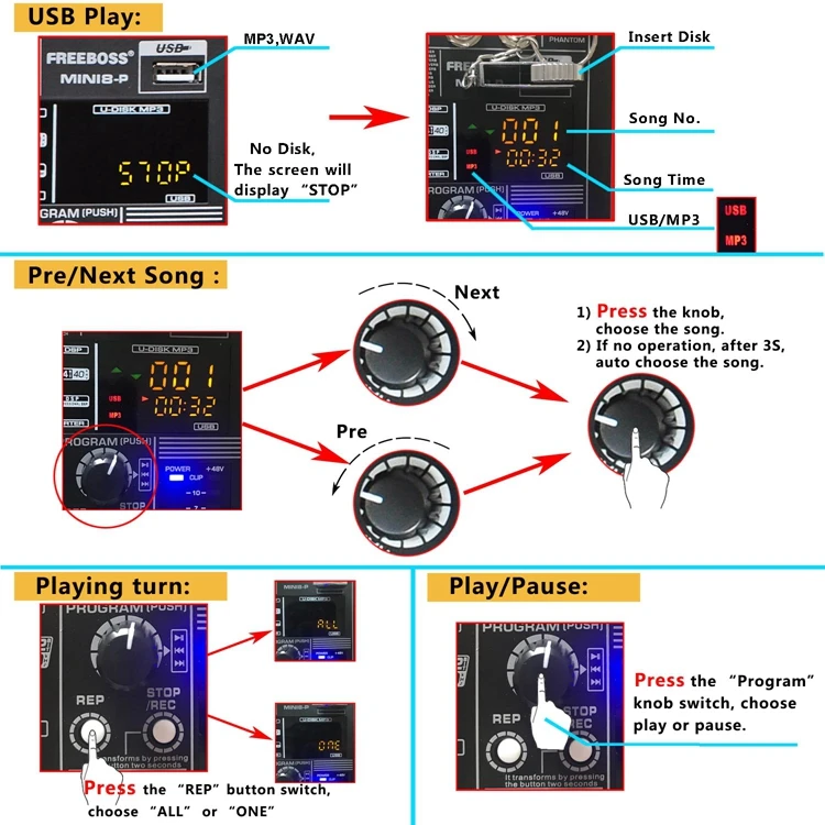 Freeboss MINI6 Bluetooth запись 6 каналов(моно) 99 DSP эффект USB функция профессиональный звуковой микшер