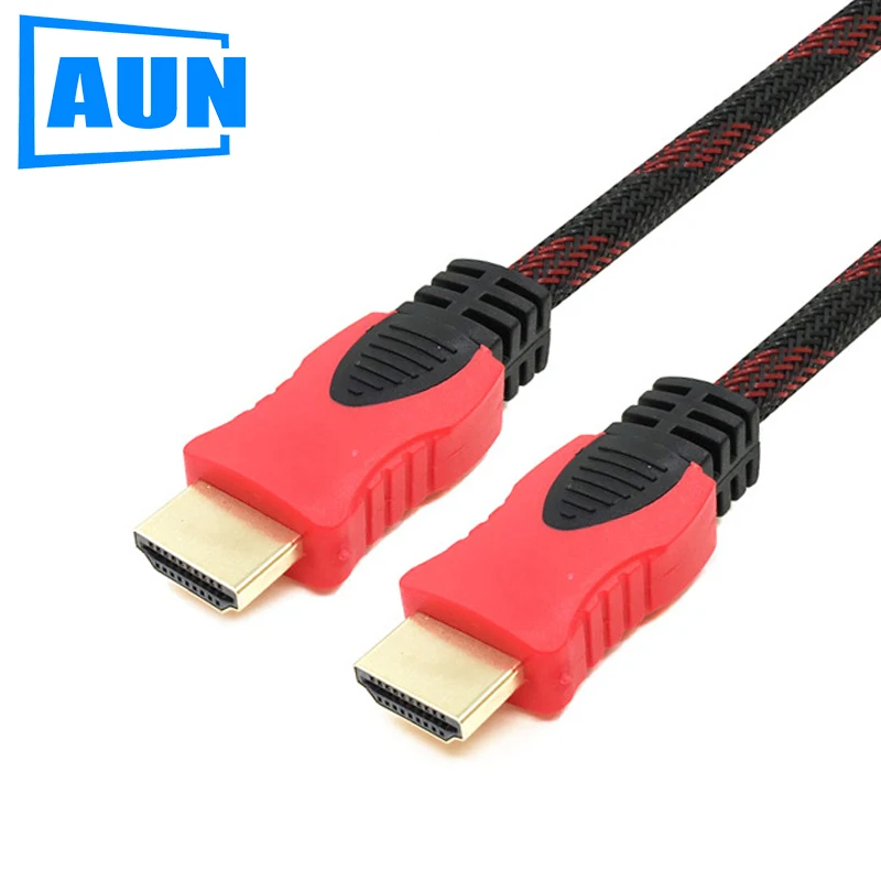 AUN Высокоскоростной HDMI кабель позолоченный 1,4 версия двойное магнитное кольцо, поддержка 3D, 1080P для ТВ, HD монитор, проектор