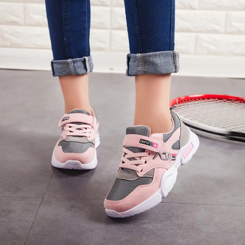 2019 ربيع جديد صبي تنفس اللون مطابقة رياضية الأطفال احذية الجري الفتيات شبكة تنفس أحذية رياضية