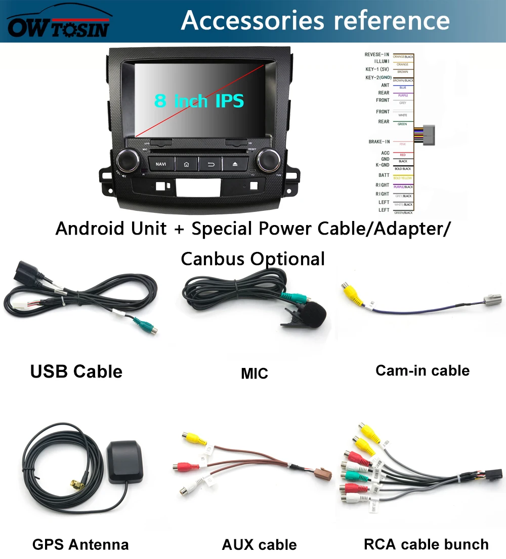 Sale 8" IPS 1920*1080 8Core 4G RAM+64G ROM Android 9.0 Car DVD Player For Mitsubishi Outlander 2006-2012 DSP Radio GPS Parrot BT Adas 13