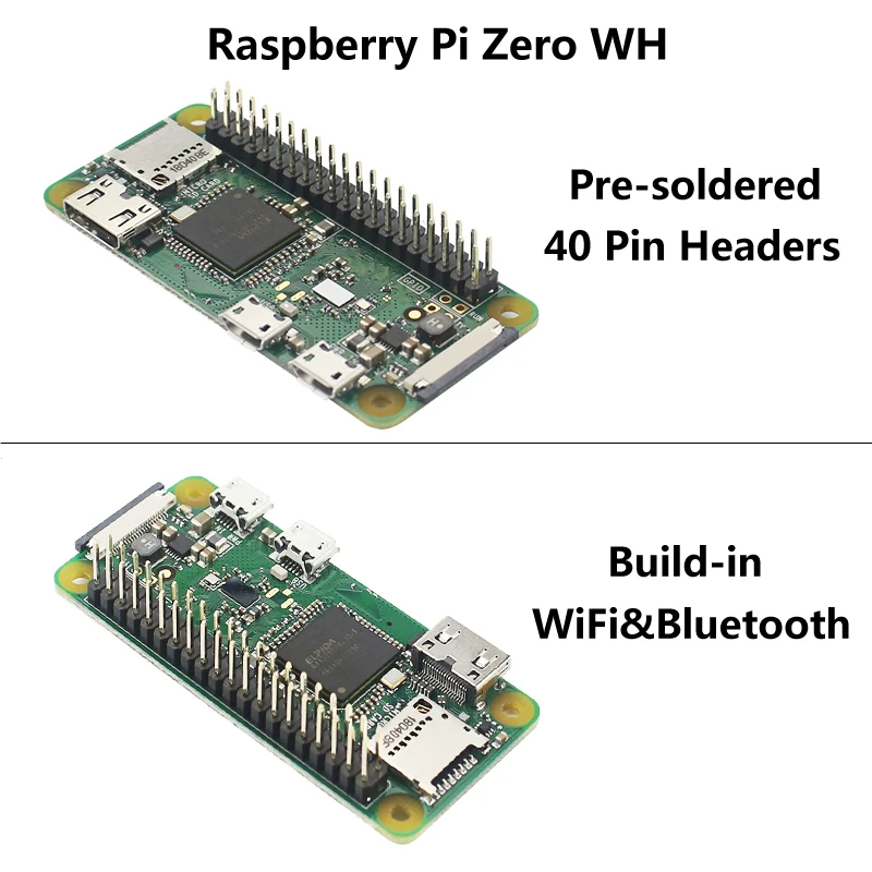 Новое поступление Raspberry Pi Zero WH с 1 ГГц 512 Мб ОЗУ Встроенный WiFi и Bluetooth с 40-контактными предварительно припаянными GPIO коннекторами Pi Zero W