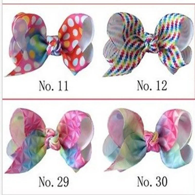 

50 BLESSING Good Girl Boutique 3.5" ABC Hair Bow Clip Clover Diamond Rainbow
