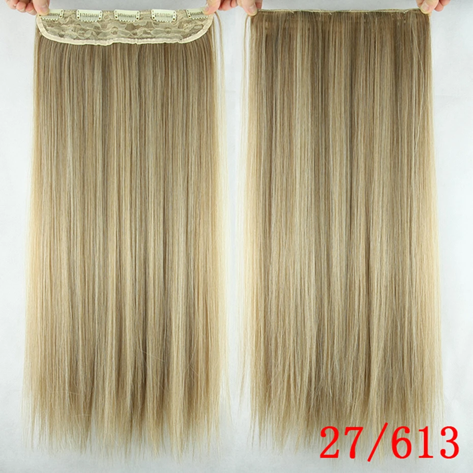 Soowee, 20 цветов, черные и коричневые волосы с эффектом омбре, прямые волосы с высокой температурой, синтетические волосы на заколках для наращивания, шиньон - Цвет: P27/613