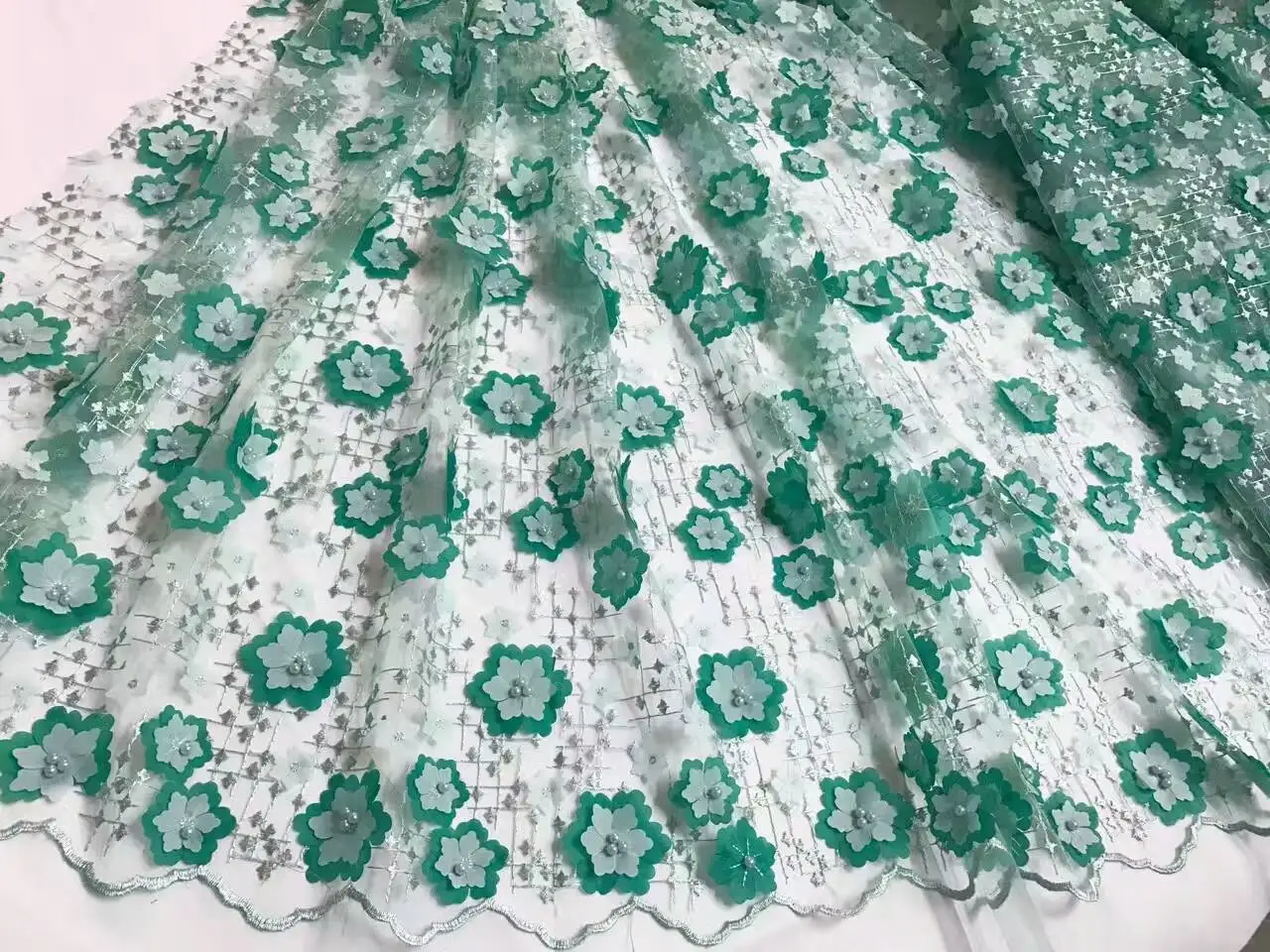 Soft Mesh Bridal Net Lace FABRIC Nice Nigerian Fabrics High-End Embroidered Beaded J1068 | Дом и сад