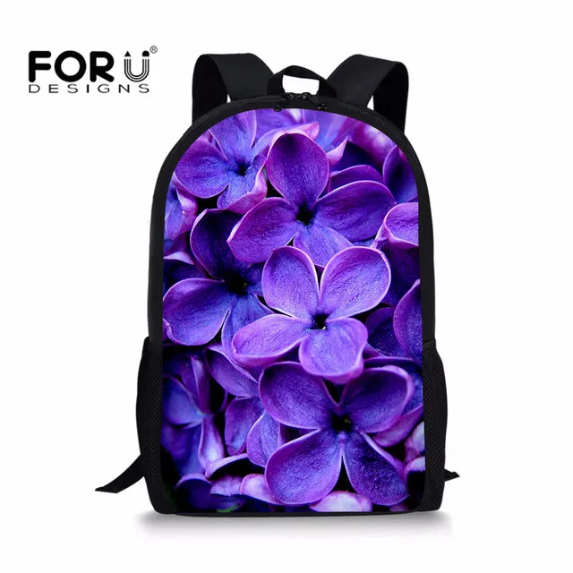 

FORUDESIGNS 3D Prints Purple lilac 3D Flower School Bags for Girls Children School Orthopedic Backpack Bookbag Sac a dos Enfant