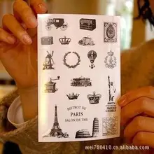 6 Hojas de Estilo de París de La Vendimia Diario Sello Adhesivo DIY Decorativos Papelería Diario Transparente Pegatinas