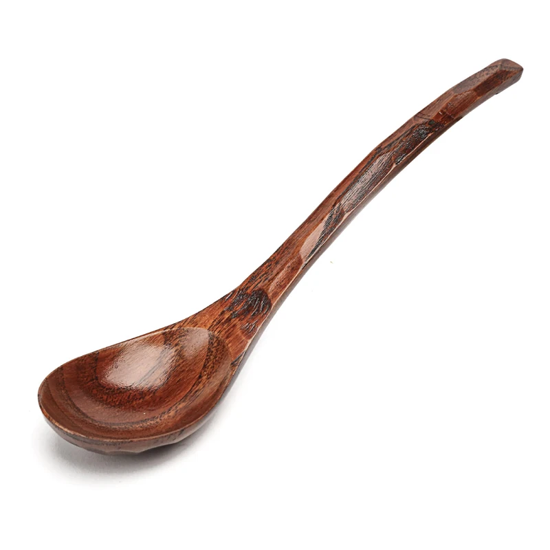 1PC Large Wooden Soup Spoon Ladle Big Long Handled Wood Spoon Hand-made Kitchen Catering Dinner Spoon Tableware Wooden Utensiles (1-1)
