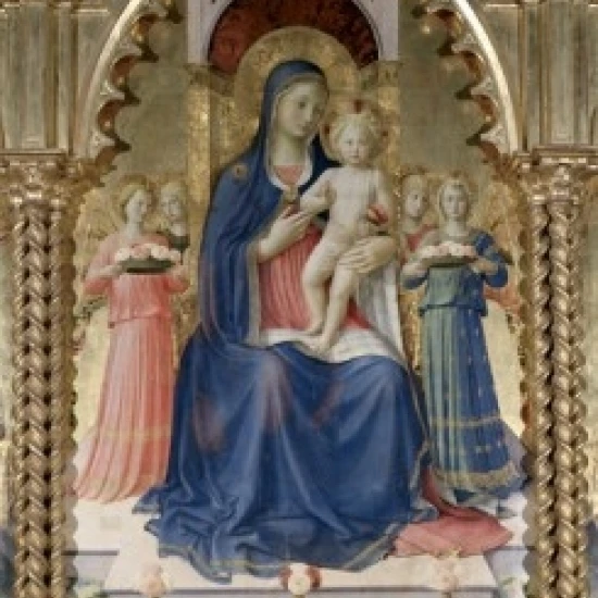 Madonna and Child (Detail from Triptych)   Fra Angelico (ca.1400-1455/Italian)   Tempera on Board   Pinacoteca (24 x 36)