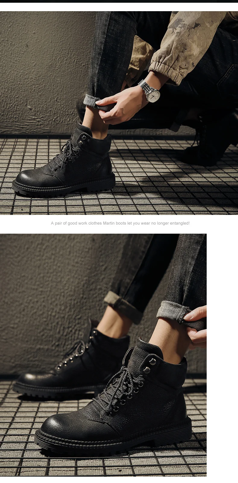 Большие размеры 38-48, г. Мужские ботинки из натуральной кожи модные дизайнерские Брендовые ботильоны на теплом меху Мужская зимняя обувь ботинки