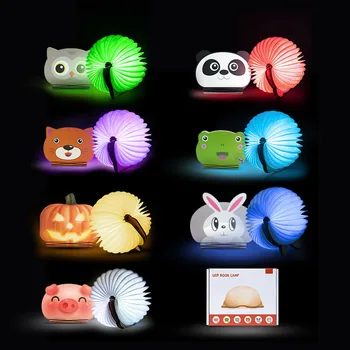 

USB LED Night Light Folding Book Light Gifts for children Table Lamp Desk Ceiling Decor White/WarmWhite Colorful