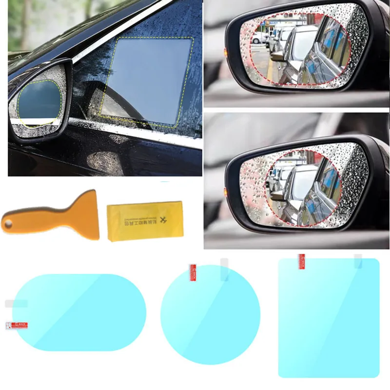 X AUTOHAUX 5pcs Car Anti Rain Anti-Glare Waterproof Film Protective Sticker for Automotive Rearview Mirror and Side Window