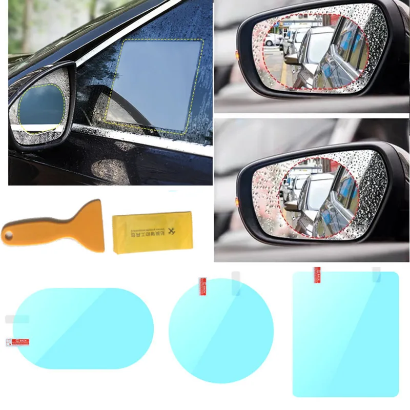 repelente al agua x2 película Oval Mercedes-Benz Coche Trasera Vista Espejo Lateral anti-reflejos 