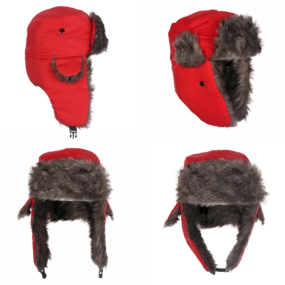 

1PC Adult Men Ear Flaps Winter Trapper Trooper Bomber Hat Warm Solid Color Russian Ski Hat Fur Bomber Cozy Bonnet Caps