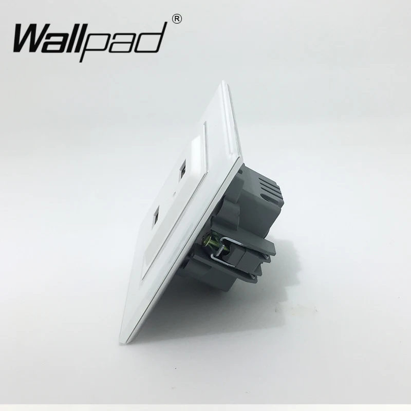 Najtaniej Ue gniazdo usb z pazurami Wallpad białe szkło wskaźnik LED na panelu ue Schuko podwójne usb porty ładowania ścienne gniazdo zasilające z klipsem