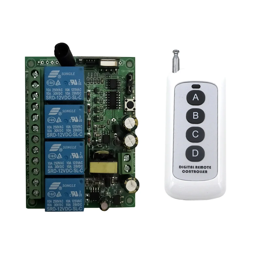 4CH Remote Control 220V Wifi Switch Relay Receiver Ultrathin Digital Control 