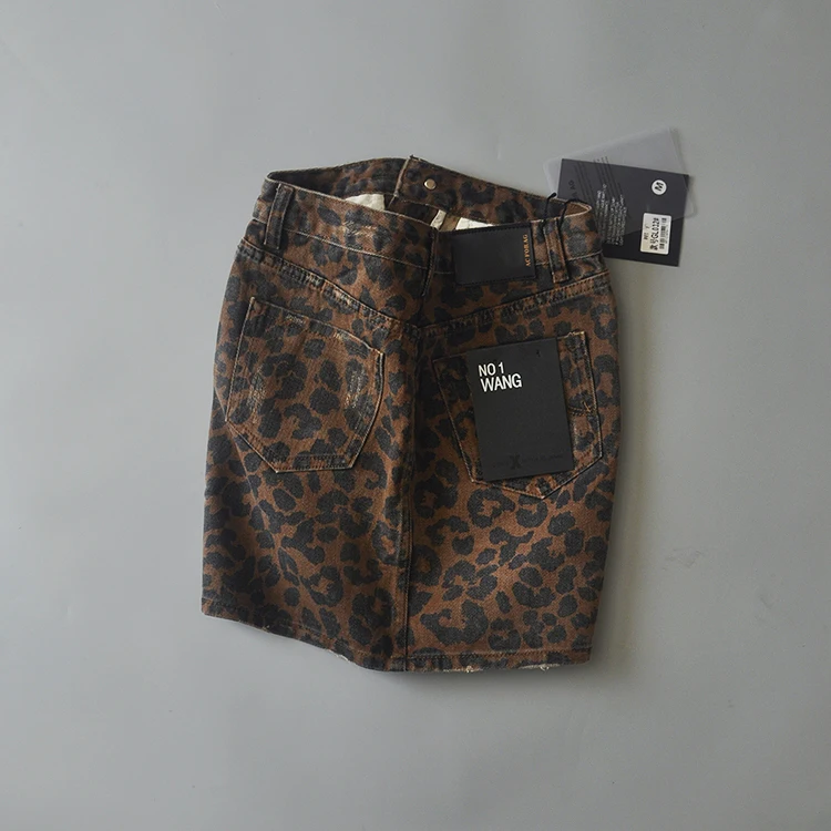 Сексуальные рваные юбки с леопардовым принтом, Женская мини джинсовая юбка, уличная юбка-карандаш с высокой талией, faldas mujer moda