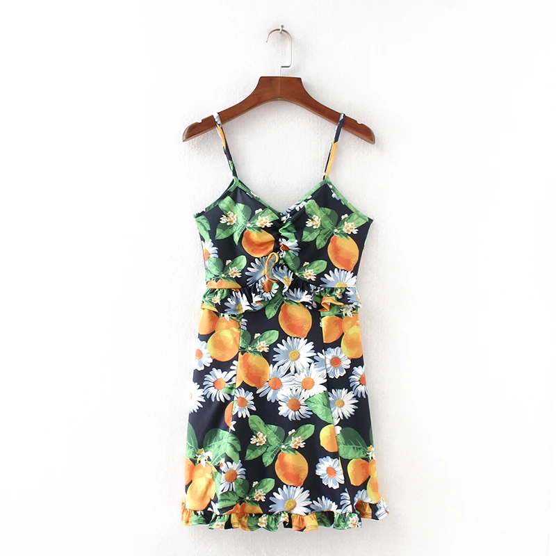 

Efvandoloe Sunflower Dress Summer 2018 Sexy Women Dresses Mini Party Club Floral Beach Dress Vestidos