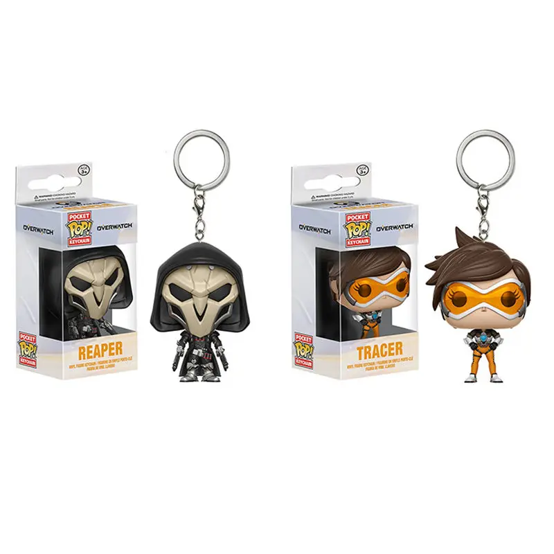 

Funko POP Anime OW Heroes Figure Over game TRACER/REAPER Keychain PVC action Figure Collection Toys for children with retail box