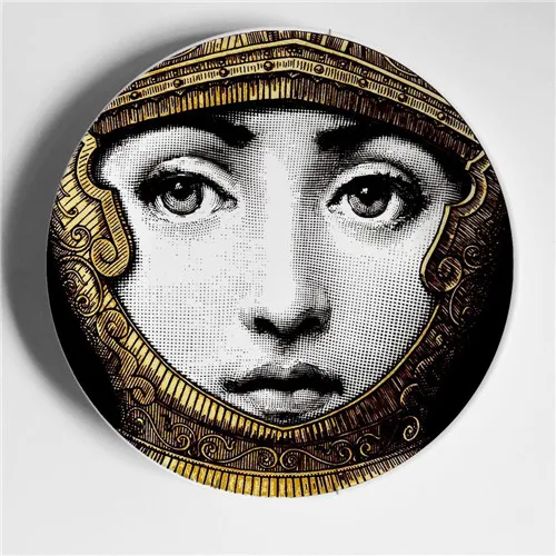 Винтажные фарфоровые декоративные тарелки Fornasetti, настенная тарелка для подвешивания, коллекционная тарелка для тарелок, настольный Настенный декор, лучшие подарки - Цвет: Коричневый