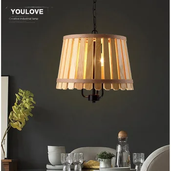 

Mediterranean Pastoral Wooden Pendant Lights Fixture American Country Wood Droplight Home Indoor Bedroom Dining Room Lighting