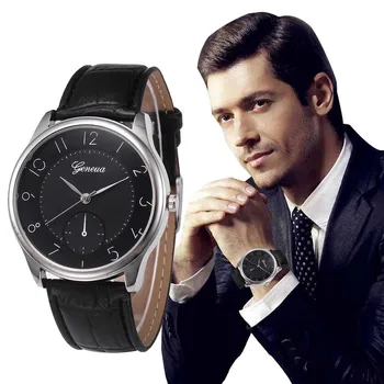 

Best Brand Mens Leather Watches Sports Clock Retro Design Big Dial Quartz Wrist Watch Men's Geneva Business Watches Montre #Zer