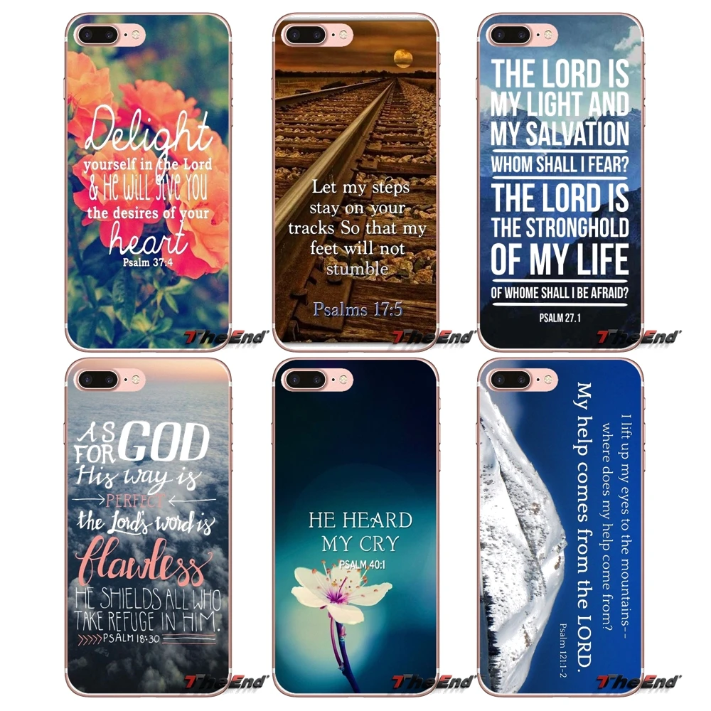 Для iPhone X 4 4S 5 5S 5C SE 6 6S 7 8 Plus Samsung Galaxy J1 J3 J5 J7 A3 A5 2016 2017 Psalms-это книга библейских цитат |