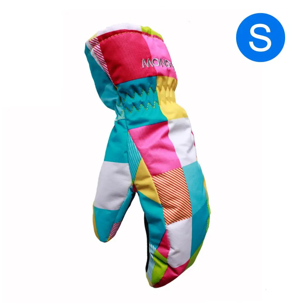 Детские спортивные зимние лыжные перчатки Водонепроницаемый с защитой от ветра, утепленные, плотные теплые дышащие перчатки - Цвет: 2