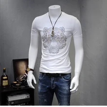 European Style Summer New Cotton Short Sleeve T-Shirt Man Large Size Simple Fashionable Tiger Pattern Boy TShirt