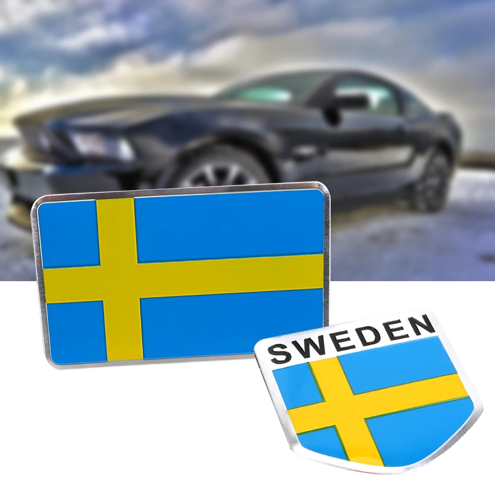 

LEEPEE For the Car Whole Body Car -Styling Aluminum Sweden Flag Car Sticker Universal Emblem Decal Badge Scratch Cover Sticker