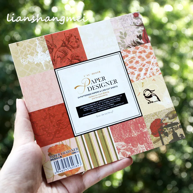 

6''Single-side Printed bird Flower Pattern Decorative Scrapbooking paper set of 24sheets printed background craft paper