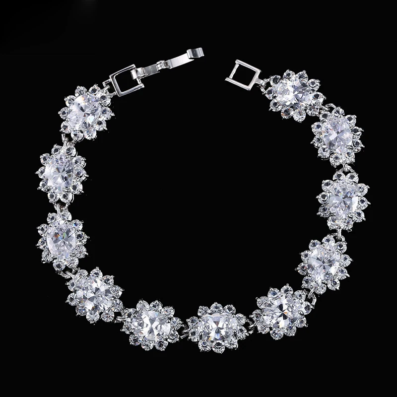 

ZOURU Brand High Quality Rhodium Gold Plating Shinning Stone AAA CZ Paved Charms Bracelet &Bangles Bijoux Femme Free Shipping