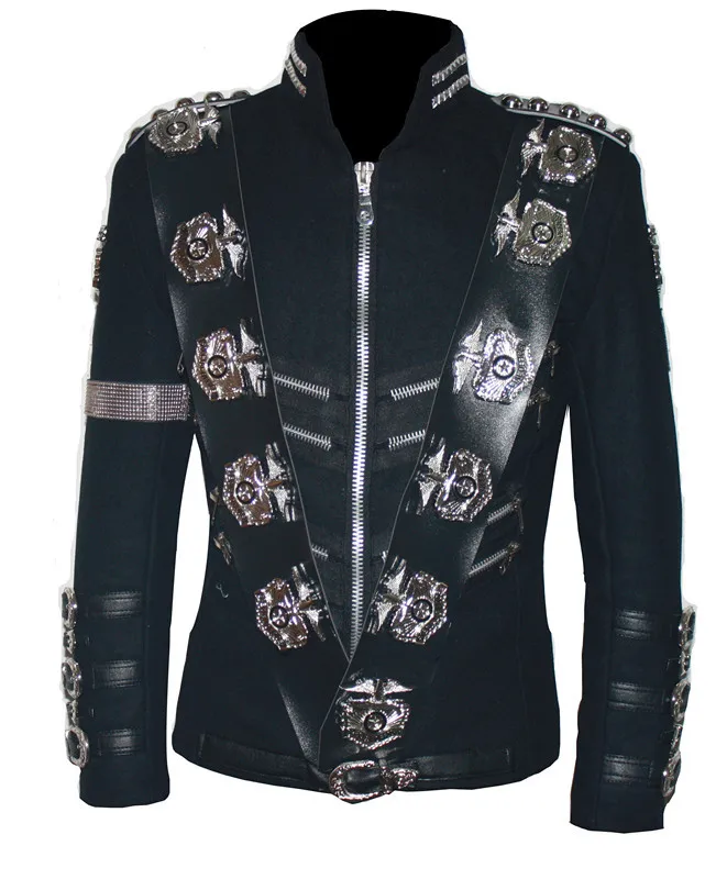 

MJ Michael Jackson BAD JACKET WITH SILVER EAGLE BADGES Punk Jacket Performance Collection- (ALL SIZES!