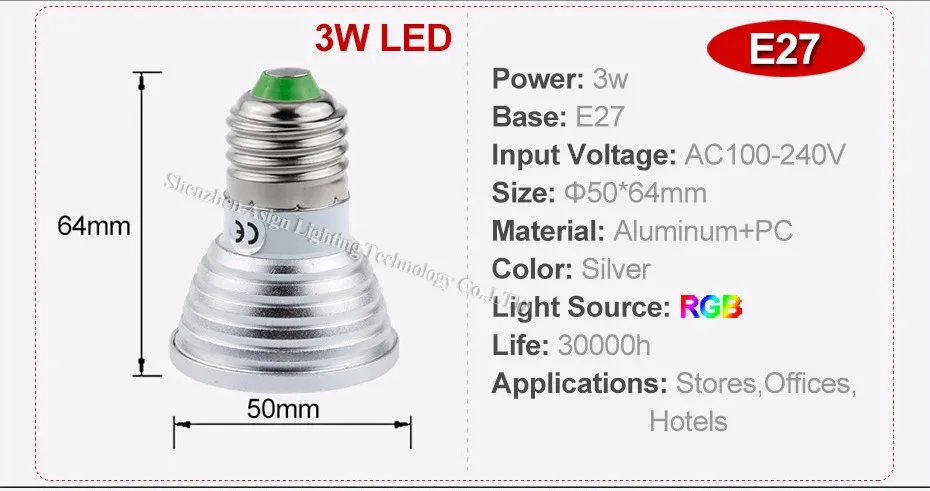 Светодиодный точечный светильник 16 цветов RGB E27/GU10 AC: 86-265V MR16 DC: 12V RGB цветной светодиодный светильник 3W освещение+ 24 ключа ИК пульт дистанционного управления