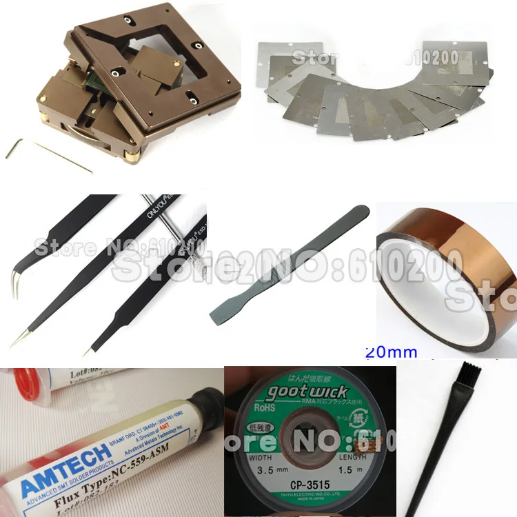 

Freeshipping 90*90mm Aluminium alloy BGA Reballing Station BGA Reball Kit Magnetism Lock+Bga Reballing Stencil Kit