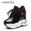 Autumn Woman Platform Shoes Wedge Heel 12 CM Casual Shoes Height Increasing White Black Sneakers Women Leather Shoes New 2022 ► Photo 1/6